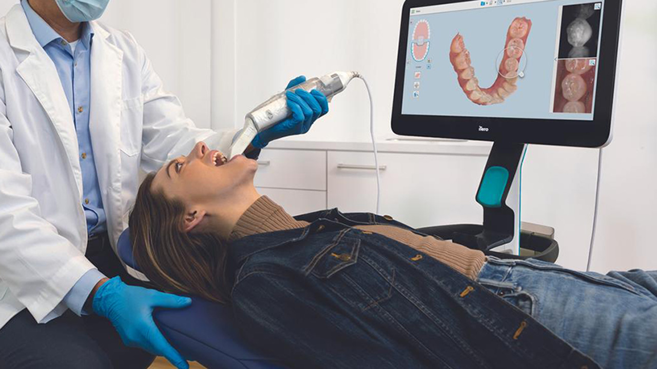 Patient receiving dental exam at Mapleton Family Dentistry